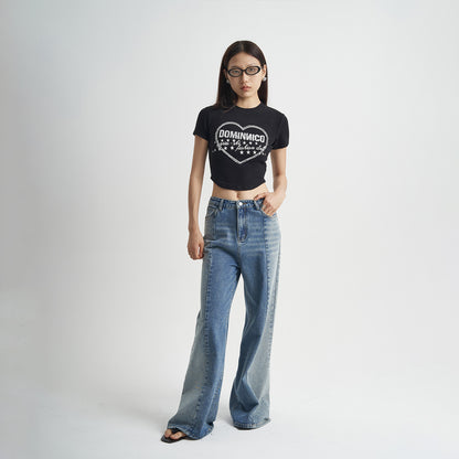 Women’s Washed Blue Loose Stitch Jeans