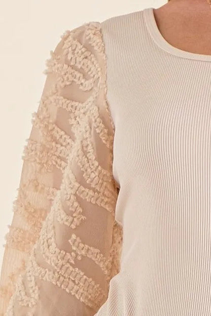 And The Why Textured Puff Sleeve Bodysuit