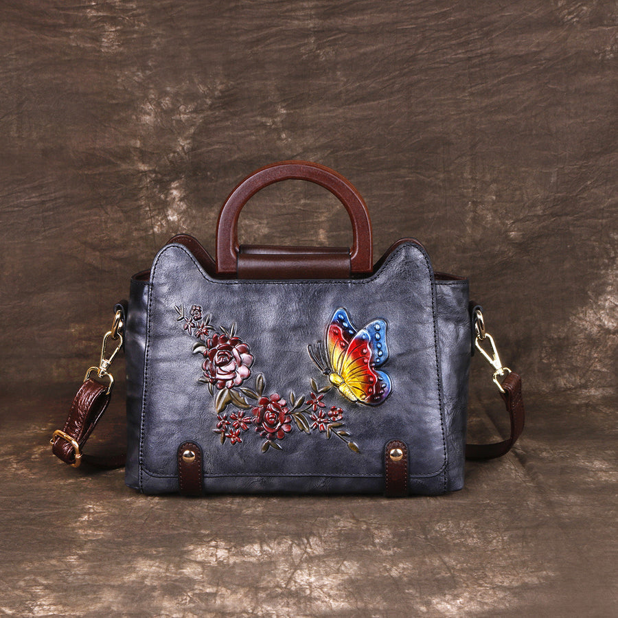 Embossed Leather Handbag – Single Shoulder Crossbody Bag