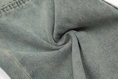 Punk Old Wash Denim Cargo Pants Trousers Men