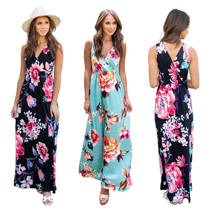 V-neck Sexy Low-cut Print Dress