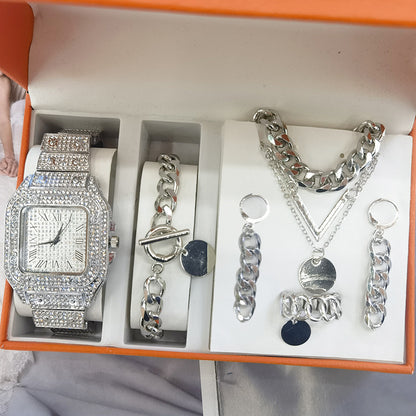 Women’s 5-Piece Jewelry Quartz Watch Gift Set