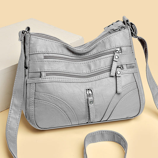 Women’s Soft Leather Shoulder Bag – Large Capacity Messenger Purse