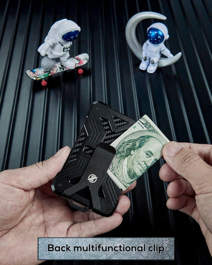 Men’s Minimalist AirTag Wallet – RFID Blocking Slim Metal Card Holder with Money Clip