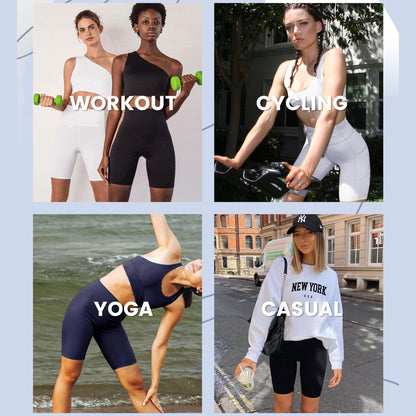 Biker Shorts For Women High Waist 8'' Summer Tummy Control Spandex Workout Running Yoga Shorts