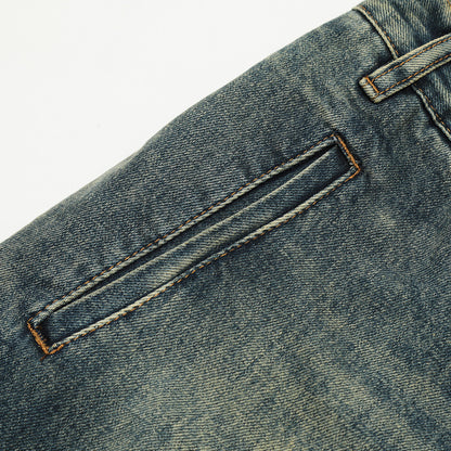 Washed Denim Straight-leg Trousers Men