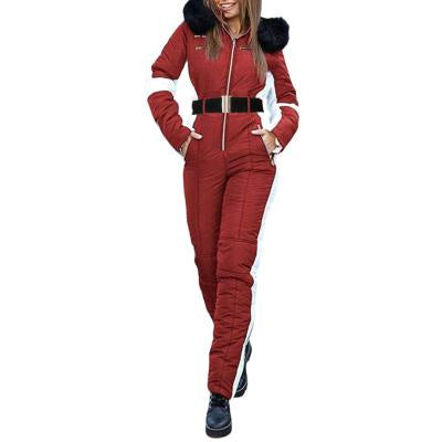 Fashionable Warm Sports Hooded Long Sleeve Ski Suit