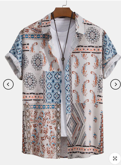 Fashion Men's Art Printed Short Sleeve Shirt