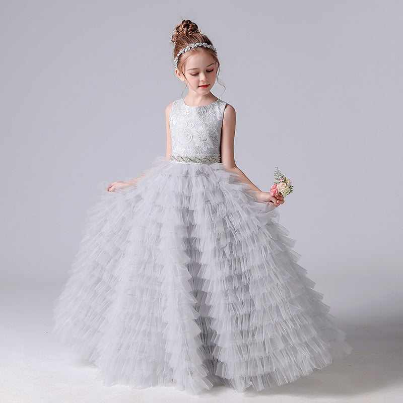 Piano Performance Suit Host Show Puffy Dress