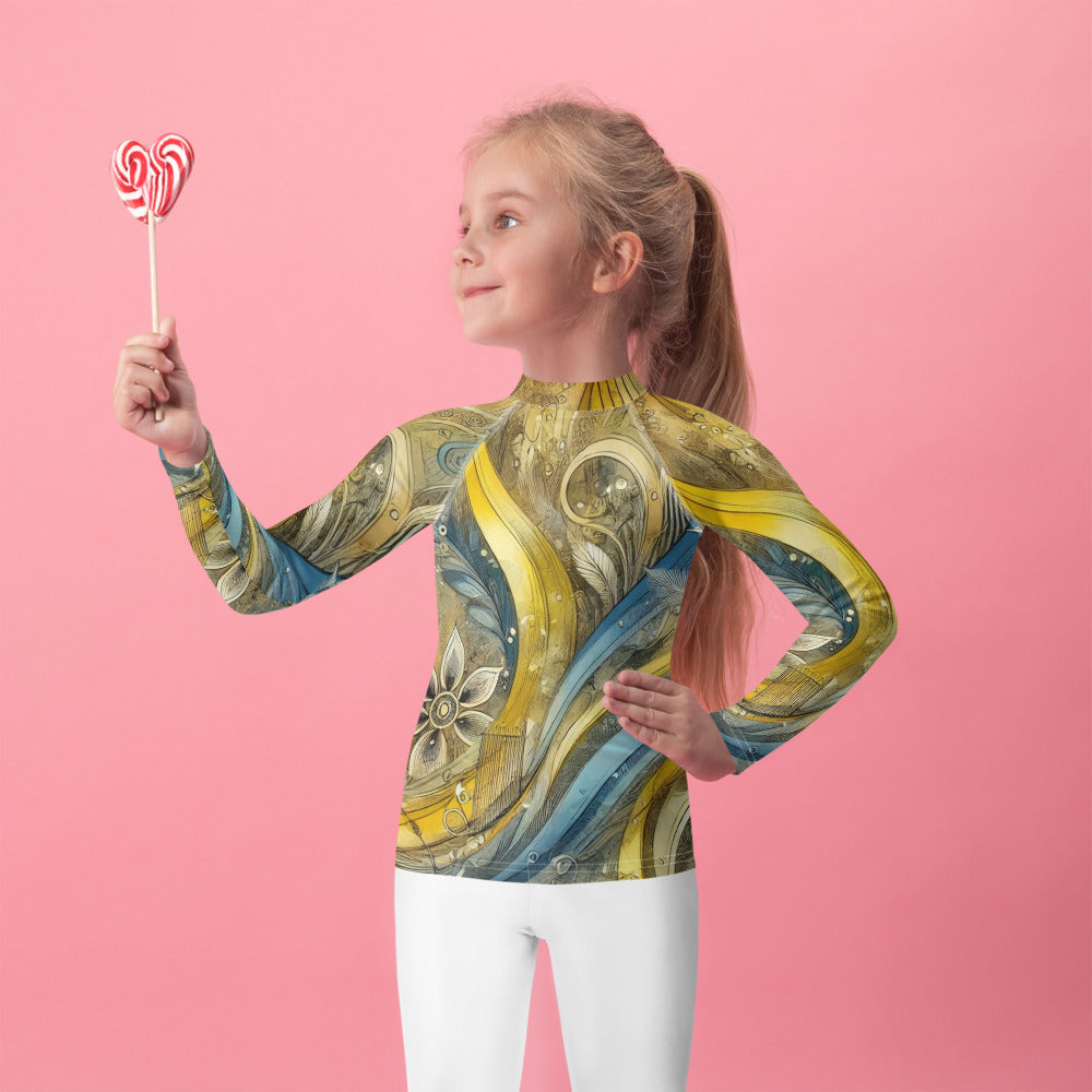 Kids Rash Guard with Ukrainian Abstract Design