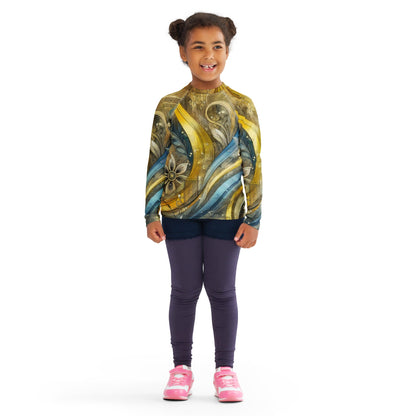 Kids Rash Guard with Ukrainian Abstract Design