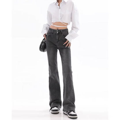 Retro American Slightly Flared Jeans For Women