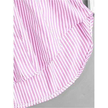Women Oversized Button Down Striped Shirts