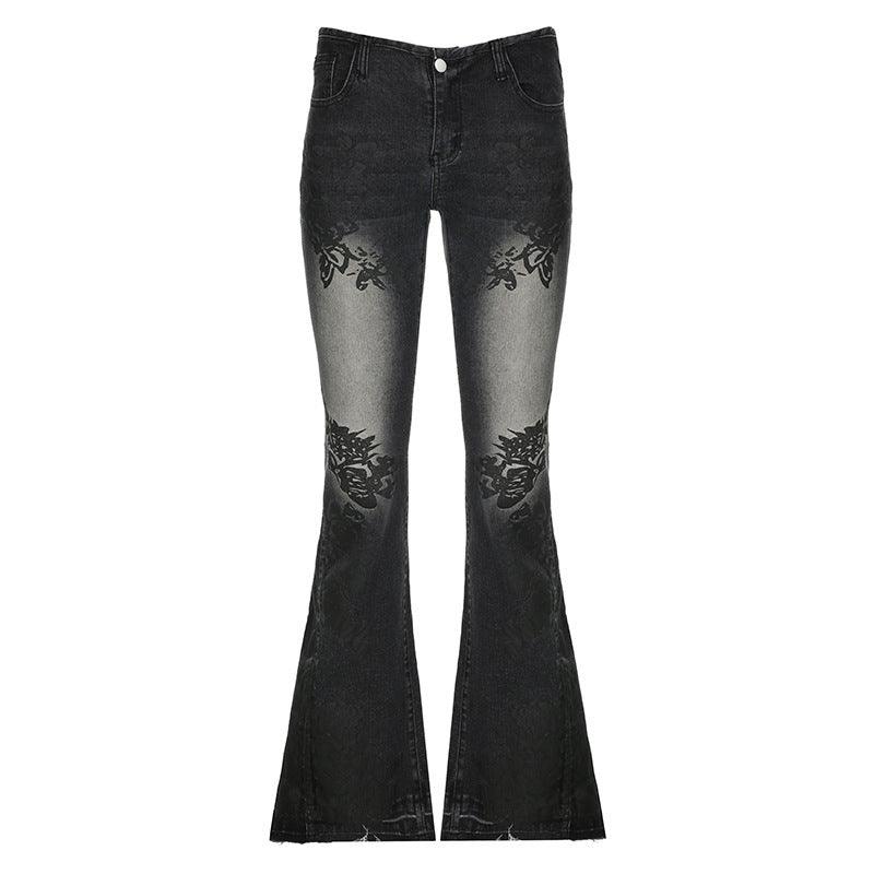 Women’s Slimming Printed Washed Jeans