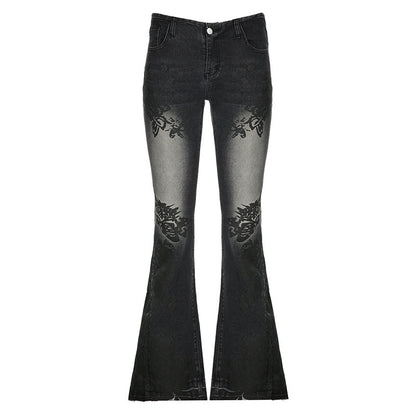 Women’s Slimming Printed Washed Jeans