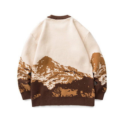 Snow Mountain Gradient Sweater For Men