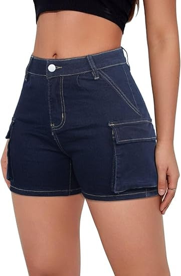 Women’s High-Waist Side Stripe Denim Shorts
