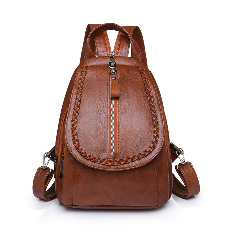 Women’s Soft Leather Backpack – Large Capacity Travel Bag