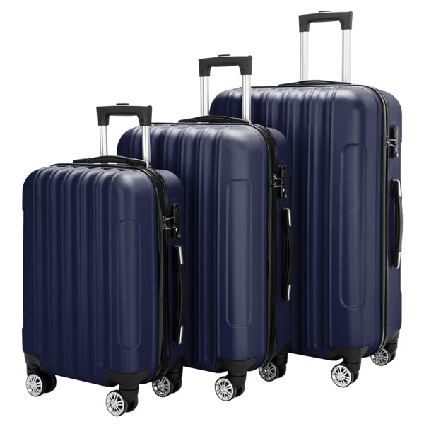 20/24/28 Inch Navy Blue 3-in-1 ABS Aluminum Alloy Spinner Trolley Luggage Set with Handle