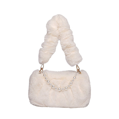 Women's Fashion Pearl Pleated Shoulder Bag