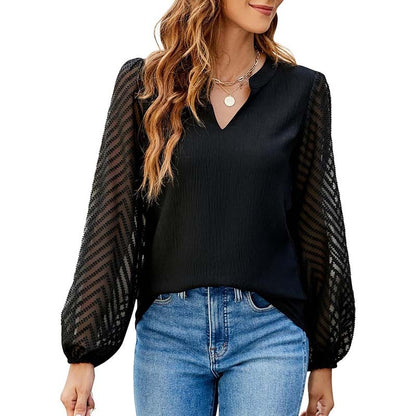 Women's Casual Lace Long Sleeve Chiffon Shirts