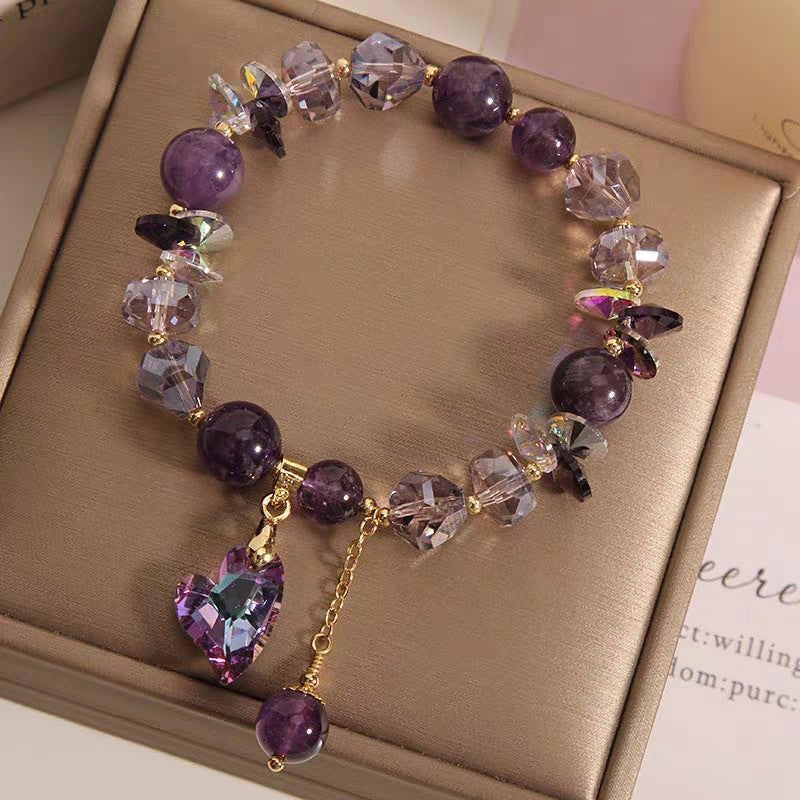 Purple Heart Crystal Bracelet