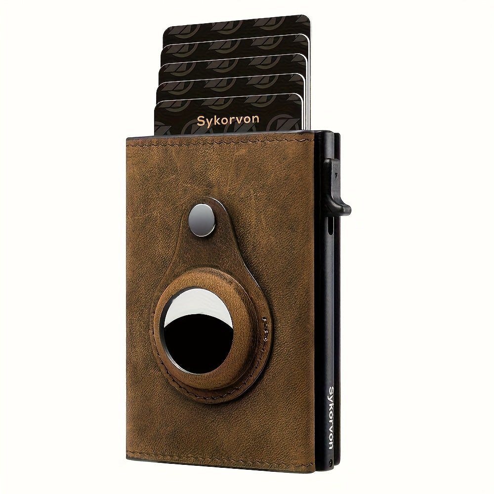 AirTag Men’s RFID Wallet – Minimalist Slim Pop-up Card Holder with Smart Stand