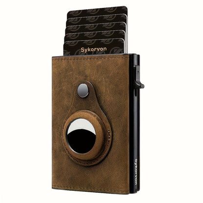 AirTag Men’s RFID Wallet – Minimalist Slim Pop-up Card Holder with Smart Stand