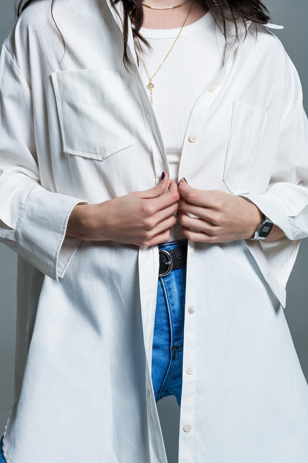 Naeryn Boyfriend Shirt – 3/4 Sleeve