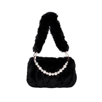 Women's Fashion Pearl Pleated Shoulder Bag
