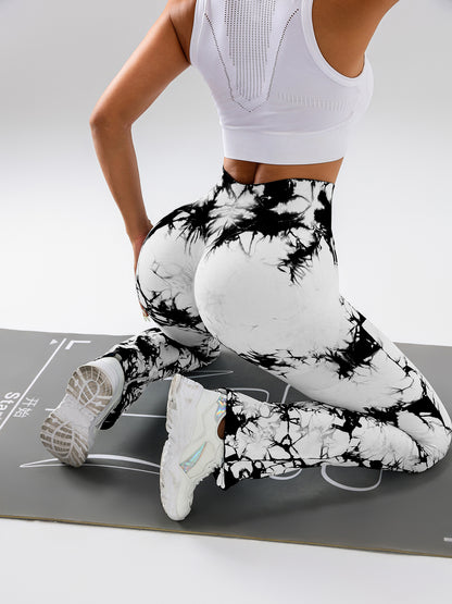 2 Pack Tie Dyed High Waisted Flared Butt-lifting Fitness Sports Women's Yoga Bell-bottom Pants