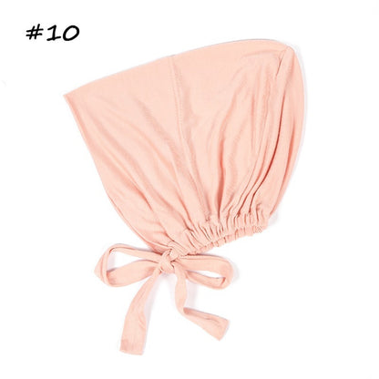 Modal Elastic Elastic Lace Bottom Cap Tied Rope Hijab Solid Color Scarf