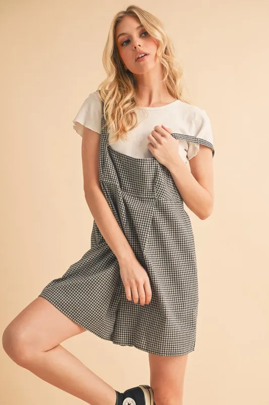 Aemi+Co Plaid Square Neck Romper