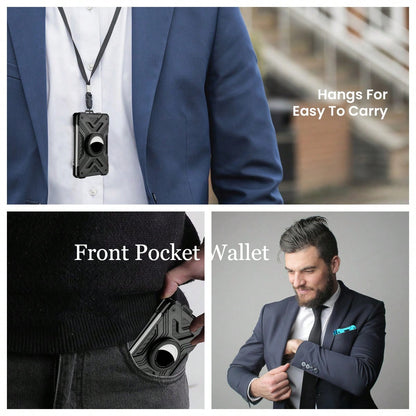 Men’s Minimalist AirTag Wallet – RFID Blocking Slim Metal Card Holder with Money Clip