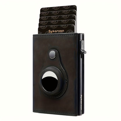 AirTag Men’s RFID Wallet – Minimalist Slim Pop-up Card Holder with Smart Stand