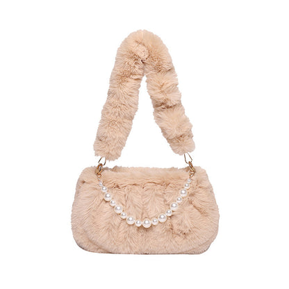 Women's Fashion Pearl Pleated Shoulder Bag