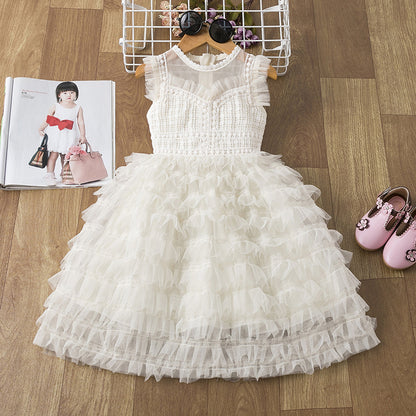 Girls' Fluffy Show Sweet And Elegant Dress