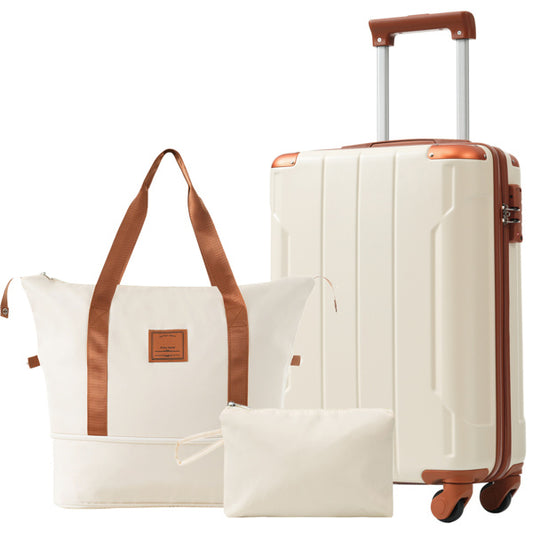 3-Piece Hard-shell Luggage Set with Wheels & TSA Lock – White Carry-On Suitcases for Men & Women