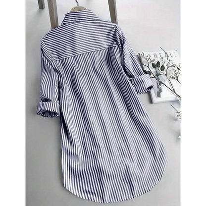 Women Oversized Button Down Striped Shirts