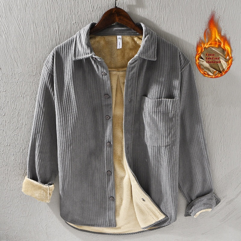 Thickened Velvet Padded Shirt Men's Loose Leisure Warm Top