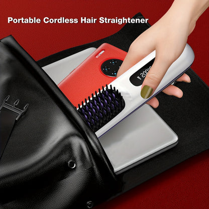 Portable Cordless Hair Straightening Brush With LED Display