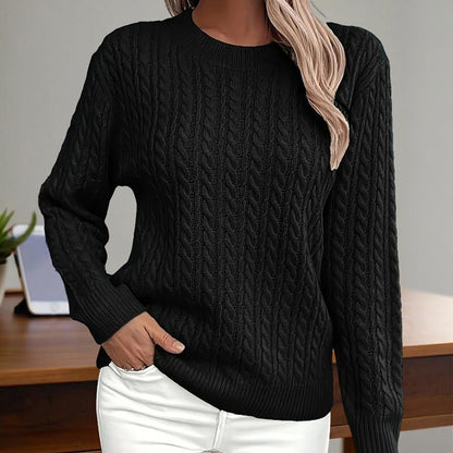 Women's Textured Long Sleeve Sweater Crewneck Pullover Dressy Casual Tops