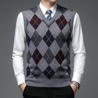 Sleeveless Knitted Sweater For Men