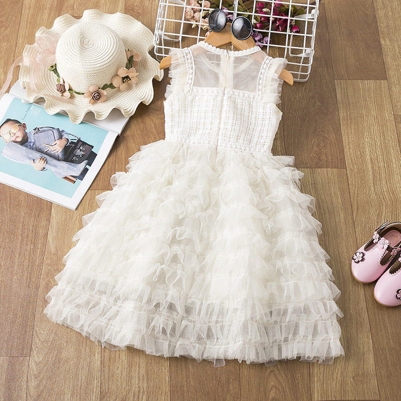 Girls' Fluffy Show Sweet And Elegant Dress