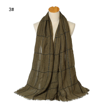 Glitter Lace Lines Sequins Crinkle Crimp Ripped Cotton Turban Hijab