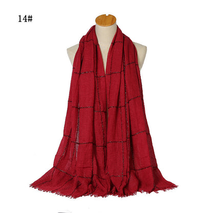 Glitter Lace Lines Sequins Crinkle Crimp Ripped Cotton Turban Hijab