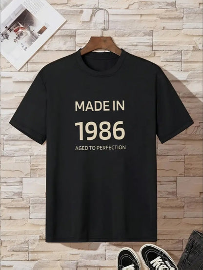 MADE IN 1986 Print Casual Short Sleeve T-shirt