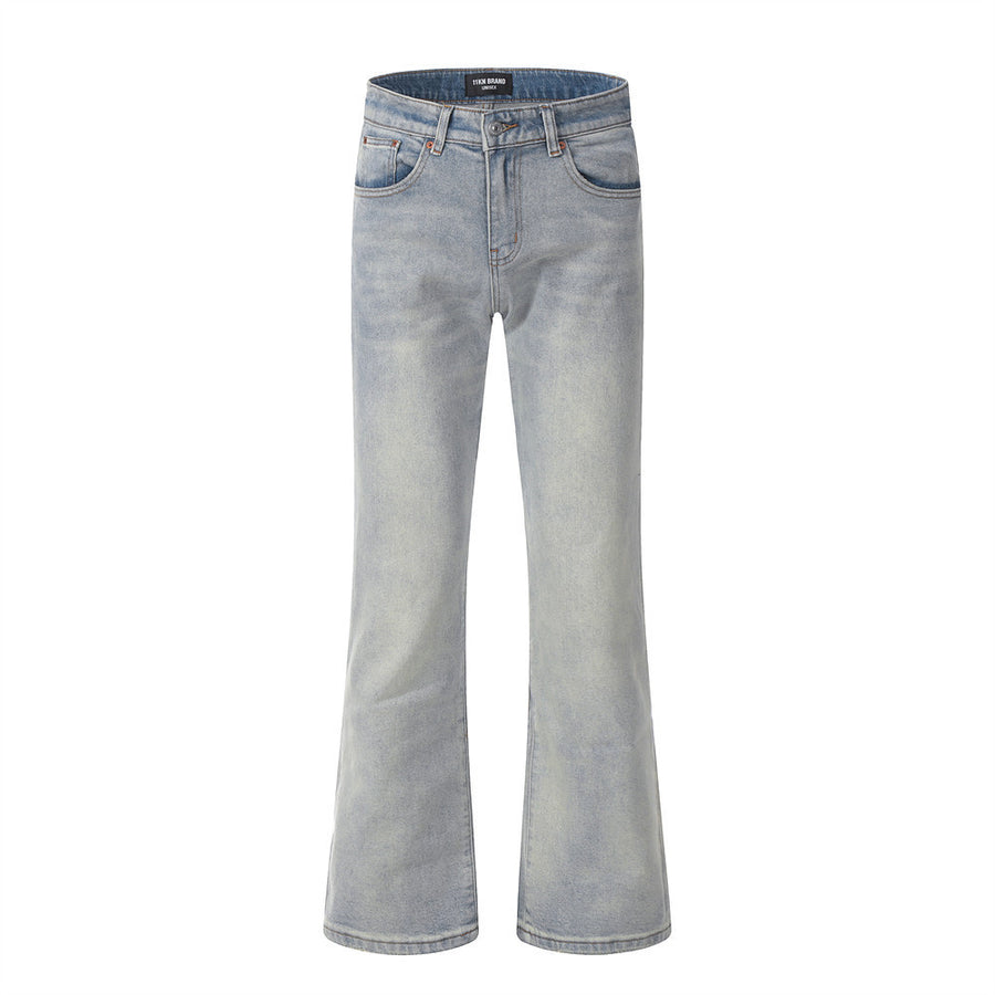 Washing Water Denim Bootcut Trousers Men