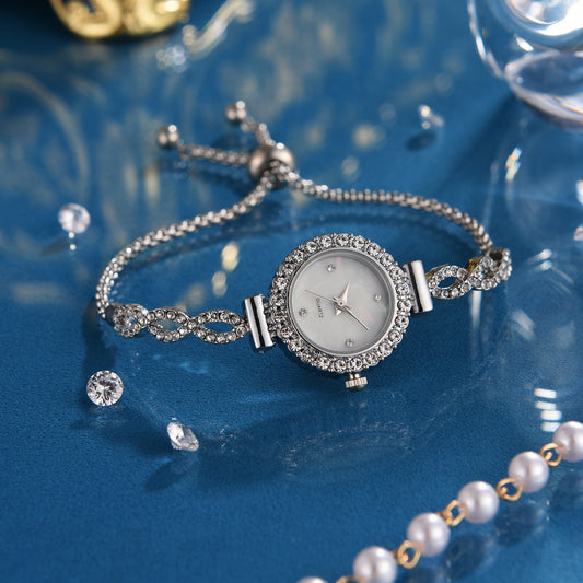 Women’s New Fashion Round Quartz Watch with Adjustable Bracelet