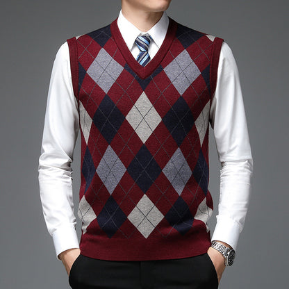 Sleeveless Knitted Sweater For Men